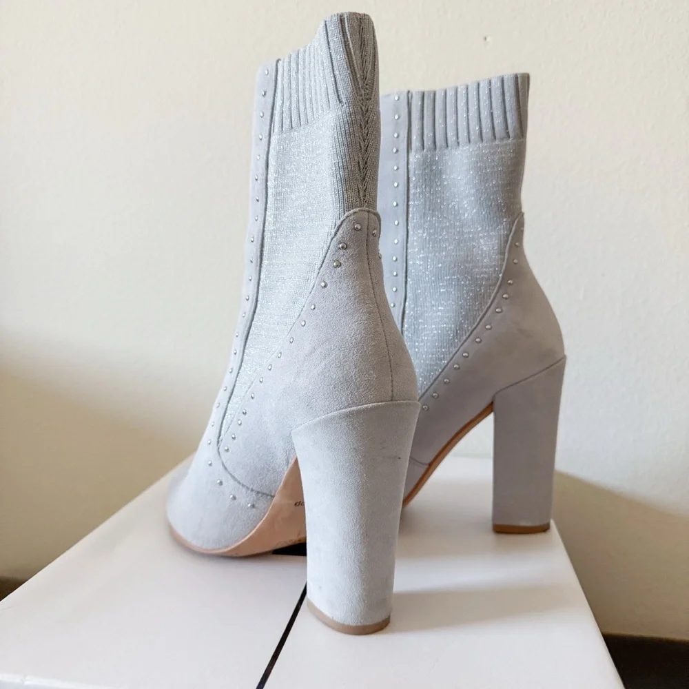Dolce Vita Women's Echo Mid Calf Boots Silver Suede - Picture 2 of 5